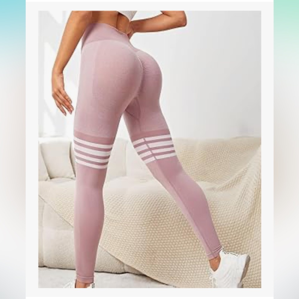 BUTT LIFTING HI-RISE COMFORT LEGGINGS - SIZE MEDIUM, MAUVE PINK, GREAT CONDITION
